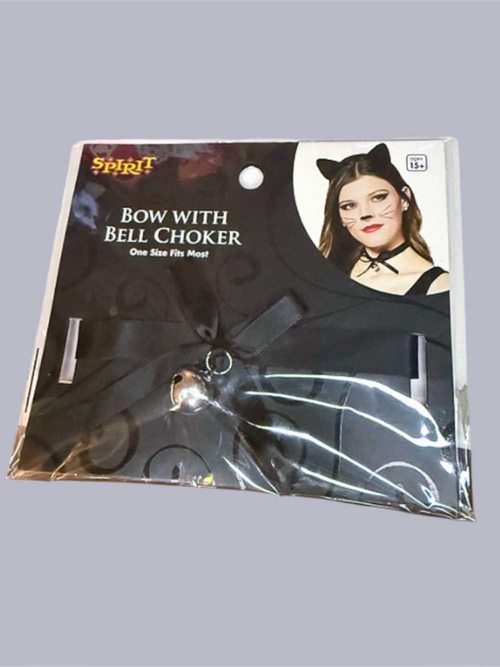 Spirit Halloween black bell Choker for cat costume.